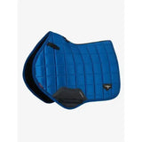 Blue quilted lemieux loire close contact square benetton saddle pad with black trim and branded logo patch