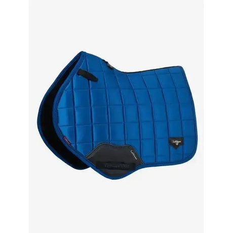 Blue quilted lemieux loire close contact square benetton saddle pad with black trim and branded logo patch
