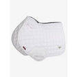 White quilted horse saddle pad with black trim and diamond pattern lemieux loire close contact square white