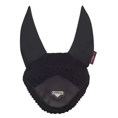 Black lemieux loire fly ear bonnet with soft padded fabric and textured perforated design for fly protection