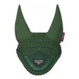Dark green lemieux loire fly equestrian ear bonnet with mesh front and solid fabric ears perfect for riding