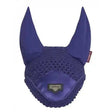 Royal blue lemieux loire fly horse ear bonnet with crocheted mesh design and satin-lined interior for fly protection