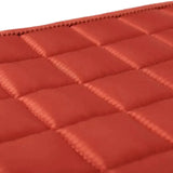 Red quilted lemieux loire memory satin dressage square in sienna with diamond pattern and neat edge stitching