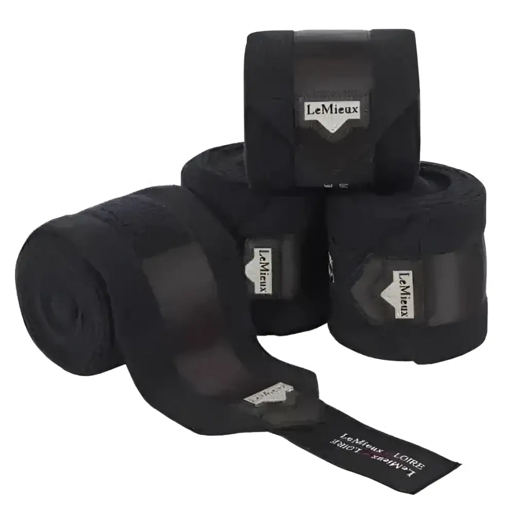 Black lemieux loire polo bandages with soft breathable fabric and subtle branding from the loire collection