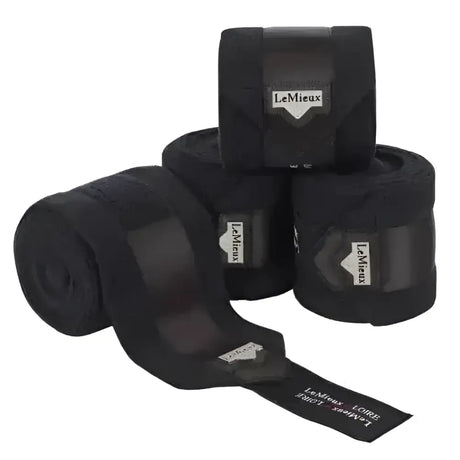 Black lemieux loire polo bandages with soft breathable fabric and subtle branding from the loire collection