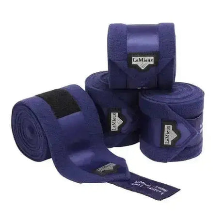 Deep blue lemieux loire polo bandages with black velcro closures perfect for polo and riding use
