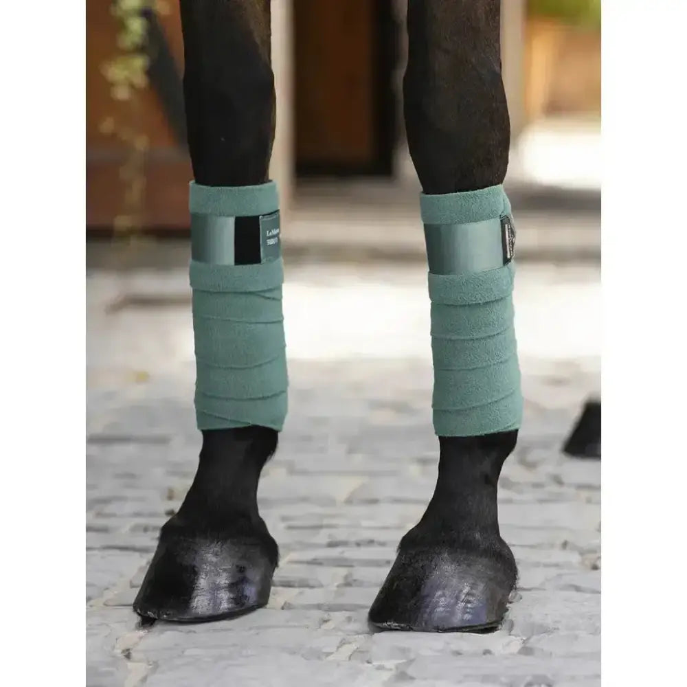 Teal soft textured lemieux loire polo bandages with sleek metallic strap and branded label in polo bandages sage color