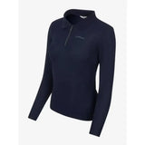 Navy lemieux long sleeve sport polo shirt with half zip and subtle chest embroidery ideal for active wear