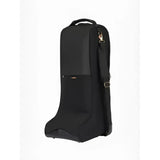 Black lemieux luxe boot bag with gold-tone zipper adjustable shoulder strap and cozy faux fur lining