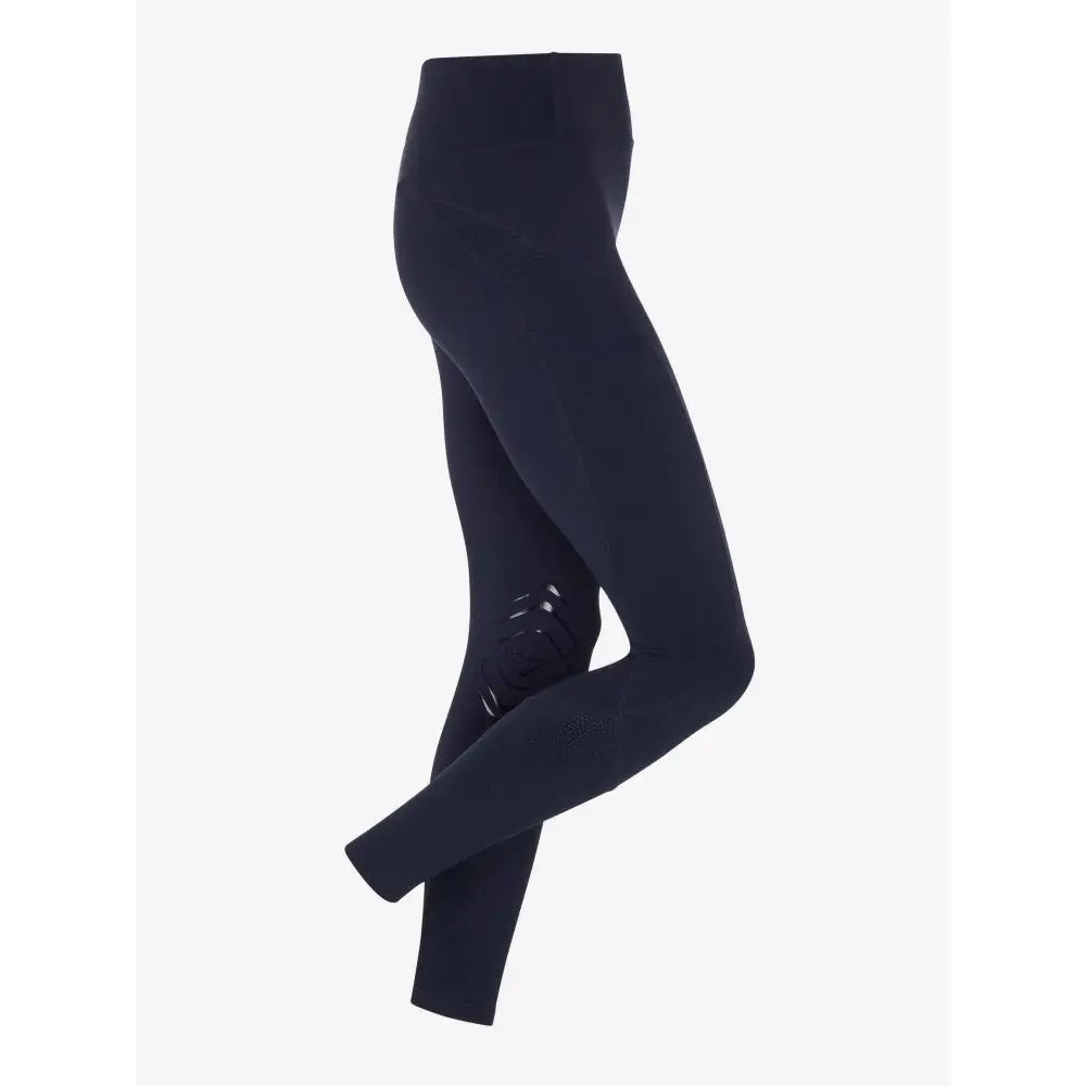 Black lemieux lydia mesh leggings with high waist and reflective knee patches perfect for equestrian use