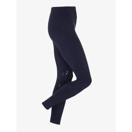 Black lemieux lydia mesh leggings with high waist and reflective knee patches perfect for equestrian use