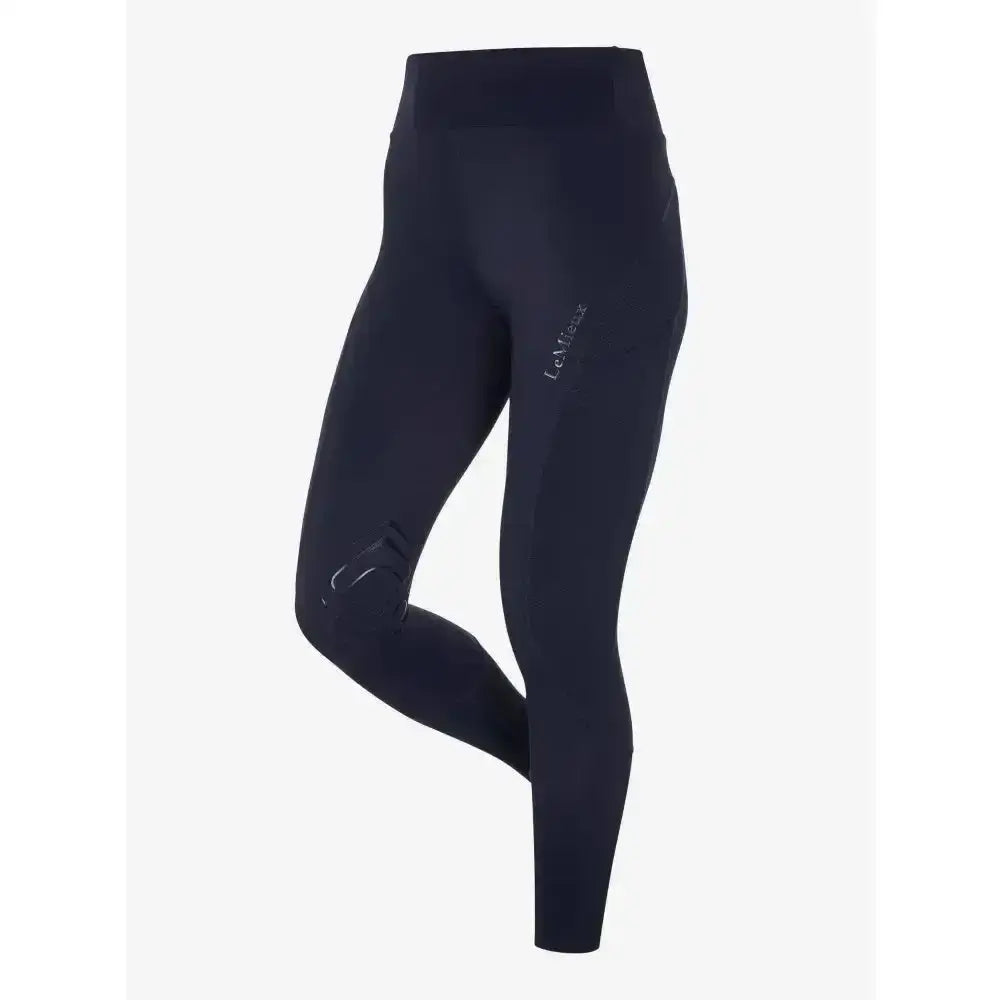 Navy blue lemieux lydia mesh high waisted leggings with reinforced knee patches perfect for riding