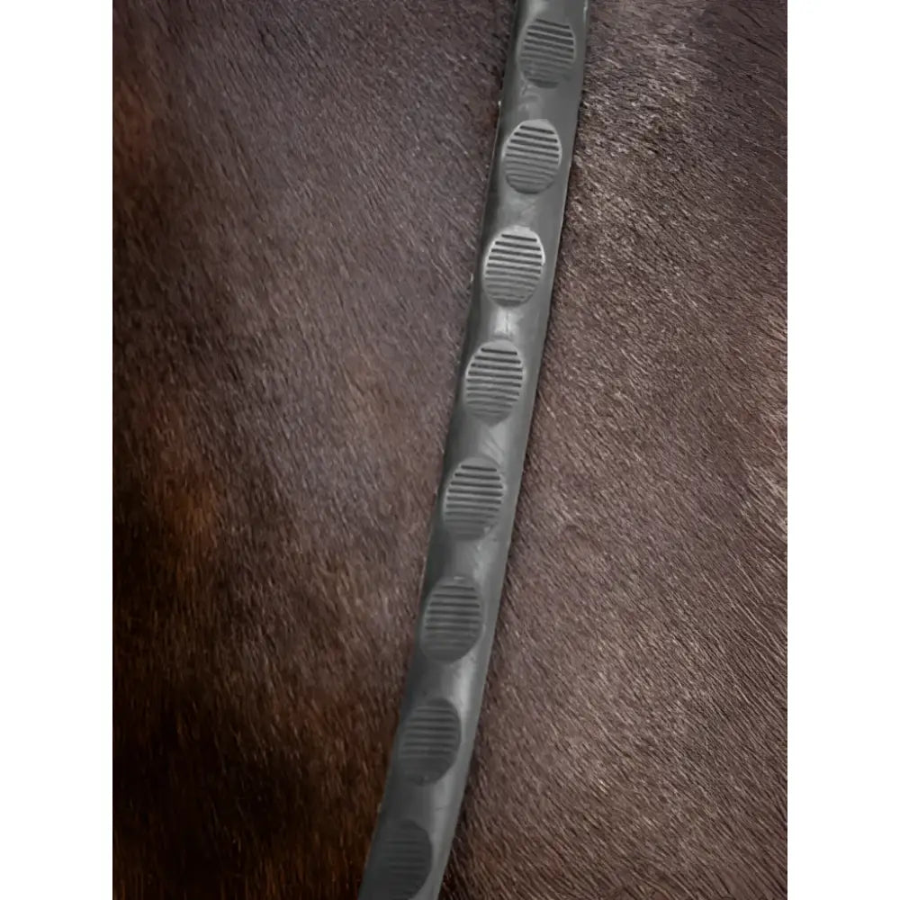 Black lemieux magna grip rubber reins with silver accents and textured rubber overlay for better hold