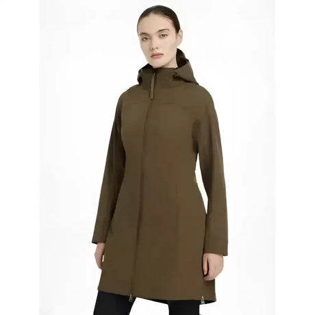 Olive green lemieux maisie lightweight hooded trench coat with sleek zippers lightweight riding jacket alpine