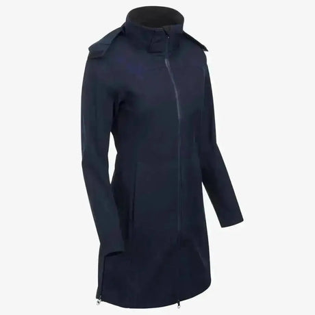 Dark navy lemieux maisie lightweight riding jacket with high collar zippered pockets and fully waterproof fabric