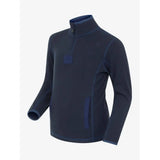 Dark navy blue lemieux mari mini fleece jacket with quarter zip collar and matching mini micro fleece accents