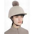 Beige lemieux maria mesh hat with soft fuzzy brown pom pom perfect for stylish equestrian looks