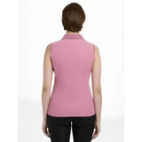 A sleeveless pink polo shirt with collar and subtle vertical ribbing perfect for lemieux marissa sleeveless polo peony fans