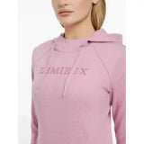 A soft pink lemieux martha hoodie with long sleeves and a subtle lemie jx logo embroidered on the chest