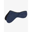 Navy blue lemieux matrix support euro jump half pad with geometric pattern and black edges for riding comfort