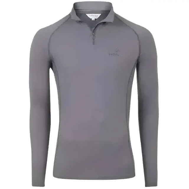 Lemieux mens base gray long-sleeved classic base layer with quarter-zip and sweat-wicking thermal fabric