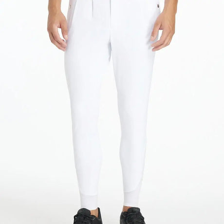 White slim-fit lemieux mens classique breeches with subtle side pockets perfect for equestrian and horses use