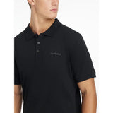 Black lemieux classique polo shirt with subtle chest embroidery in breathable short-sleeved fabric