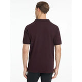Lemieux mens classique polo shirt damson in dark maroon with short sleeves classic collar and neat stitching