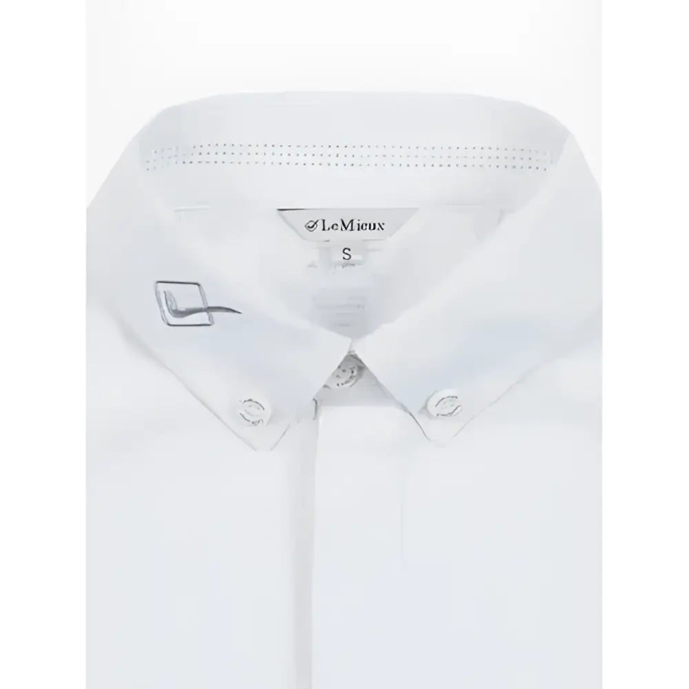 Lemlieux mens competition shirt white with subtle textured collar silver buttons offers high performance style