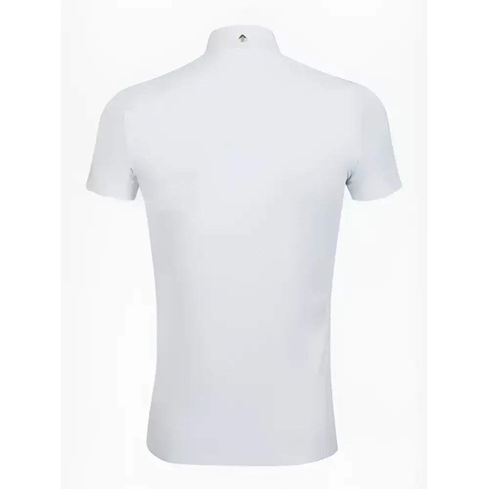 LeMieux mens competition white polo shirt with collar and subtle stitching offers high performance and style