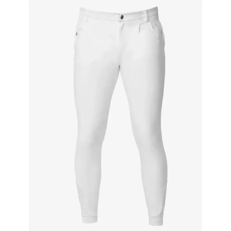 White lemieux mens elite classic pleated breech with sleek form fitting design and subtle stitching details