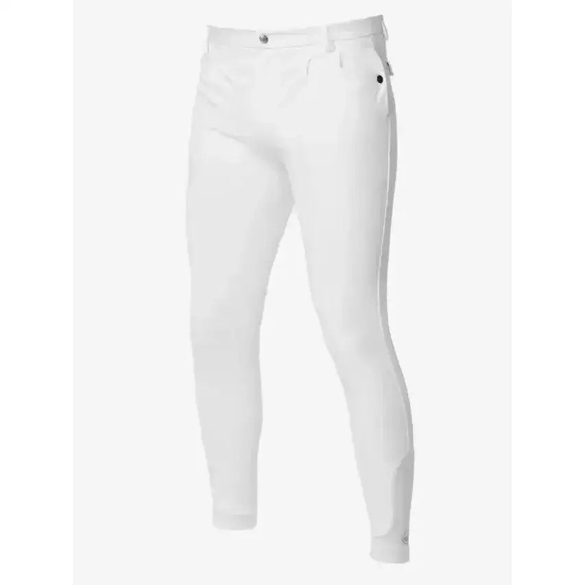 White lemieux mens elite classic pleated breech with sleek fit and subtle stitching perfect for riding