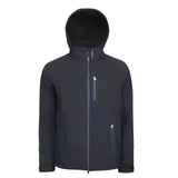 Black lemieux mens elite soft shell jacket navy with full zipper, side pockets, and reflective zipper details