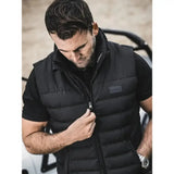 Black quilted puffer lemieux mens gilet with zipper front and cosy dupont synthetic for year round wear