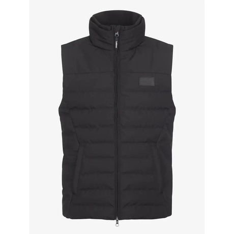 Black lemieux mens gilet with cosy dupont synthetic, high collar, front zipper, and year round warmth features