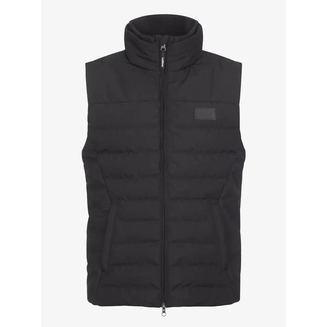Black lemieux mens gilet with cosy dupont synthetic, high collar, front zipper, and year round warmth features