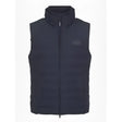 Black quilted puffer vest with high collar and front zipper lemieux elite gilet made with dupont synthetic fibres for year round use