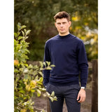 Navy blue lemieux mens jumper crewneck made from super soft blend perfect for chiller days