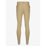 Beige lemieux mens pleated breeches shown from the back with tapered fit reduces bulk and reinforced cuffs