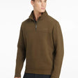 Lemieux mens quarter neck sweat alpine in olive green fleece with brand embroidery perfect for equestrian neck warmth