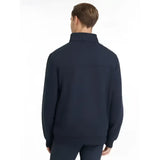 Dark navy blue lemieux mens quarter neck sweat with zip-up and subtle textured collar detail