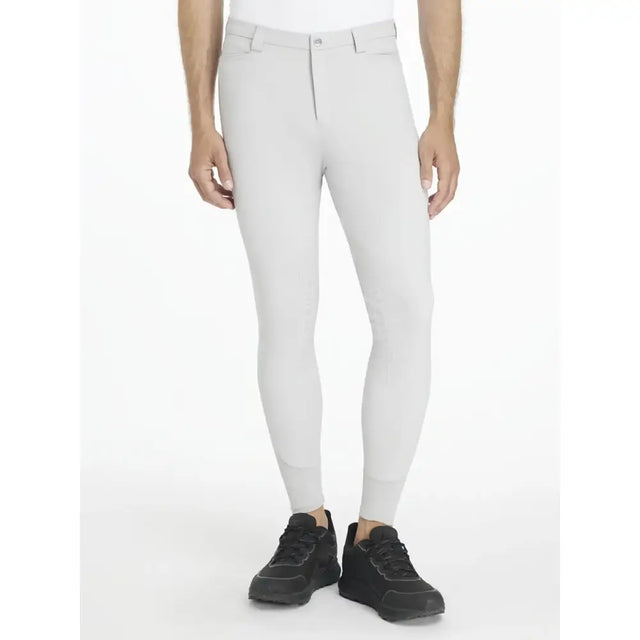 Lemieux mens sports breeches light grey with sleek white riding pants design and subtle stitching details
