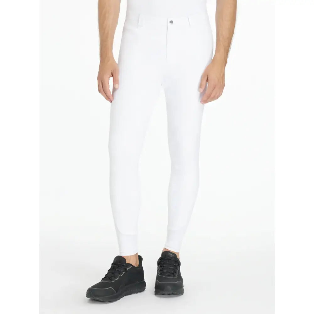 Lemieux mens sports white fitted riding pants with sleek design and subtle stitching details for mens sports breeches