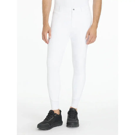 Lemieux mens sports white fitted riding pants with sleek design and subtle stitching details for mens sports breeches