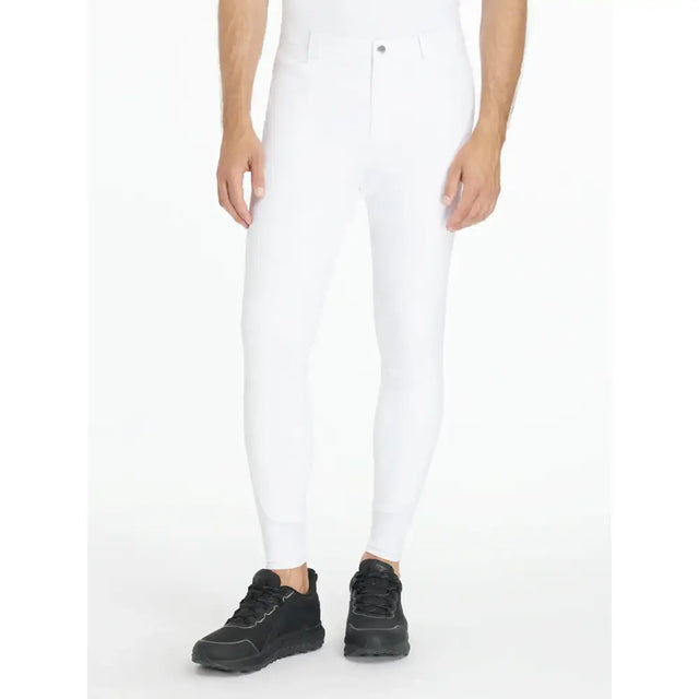 Lemieux mens sports white fitted riding pants with sleek design and subtle stitching details for mens sports breeches