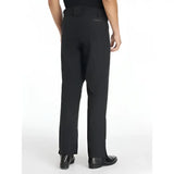 Back view of lemieux mens stormwear black tailored waterproof trousers with sleek straight-leg cut and brand stitching