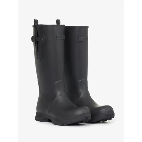 Black rubber lemieux mens stride wellington boots with matte finish and reinforced stitching wellie black style
