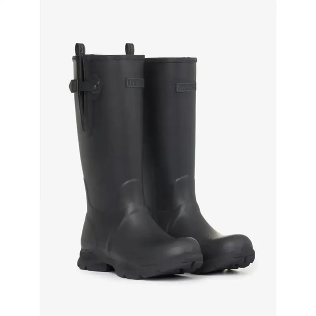 Black rubber lemieux mens stride wellington boots with matte finish and reinforced stitching for durable wear