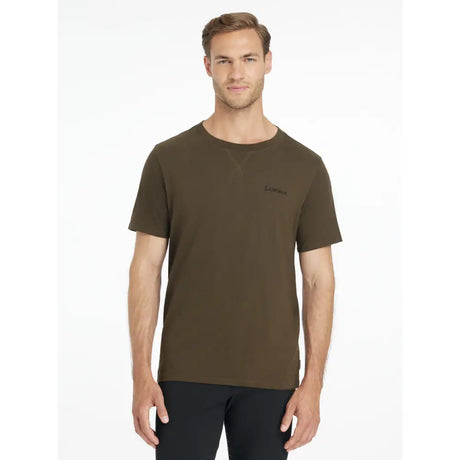 Olive green lemieux mens t shirt alpine with short sleeves and subtle chest logo for casual wear