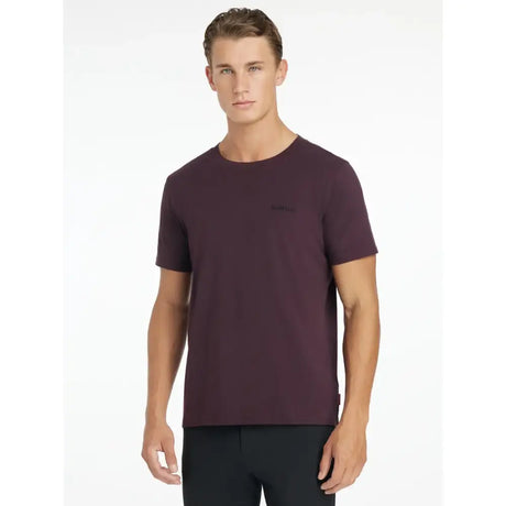 Lemieux mens dark purple crew neck t-shirt with subtle left chest logo, perfect for equestrian and horses fans
